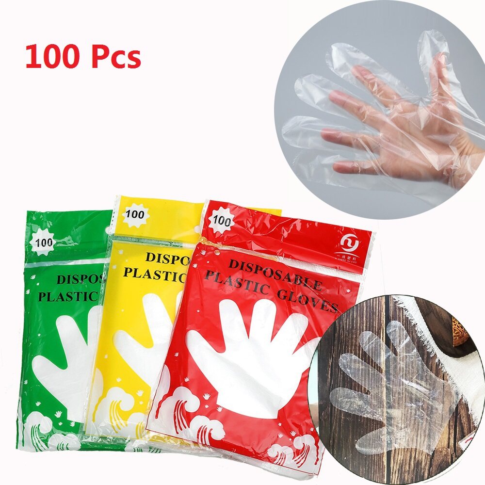 100Pcs Transparent Disposable Plastic Gloves For Cooking Kitchen BBQ Cleaning PVC Wateproof Safety Gloves#1
